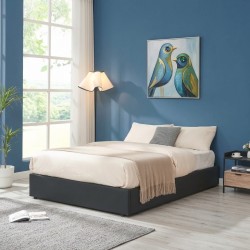 Тапицирано легло Nola 140x200 см еко кожа черно [] - Тапицирани легла