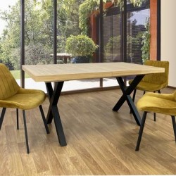 Трапезна маса XARIS разтегателна, дъб хикори натур/черно - Bogdan Furniture Europe