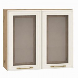 Кухненски шкаф с витрина MODENA В80/72 - BM, дъб артисан/слонова кост - Bogdan Furniture Europe