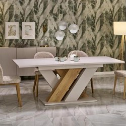 Трапезна маса BRANDON разтегателна кашмир/дъб кремона - Bogdan Furniture Europe