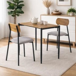Комплект NANDO маса с 2 стола, натурално/сиво/черно - Bogdan Furniture Europe