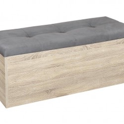 Табуретка - ракла Katy - BM, сонома тъмна и сив - Табуретки
