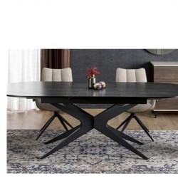 Трапезна маса SANDRO, Разтегателна, черно - Bogdan Furniture Europe