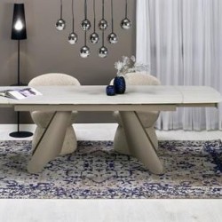 Трапезна маса SALIX – Модерна хармония в цветове травертин и кашмир - Bogdan Furniture Europe