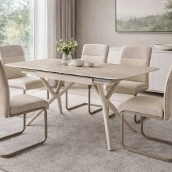 Разтегателна трапезна маса GASPER, травертин/кашмир - Bogdan Furniture Europe