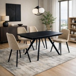 Разтегателна трапезна маса LUCAS, черно мат/черно - Bogdan Furniture Europe
