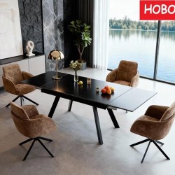 Разтегателна трапезна маса SCOT, черно мат/черно - Bogdan Furniture Europe