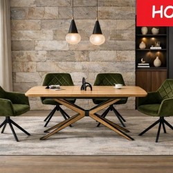 Разтегателна трапезна маса SEBASTIAN, натурално/черно - Bogdan Furniture Europe