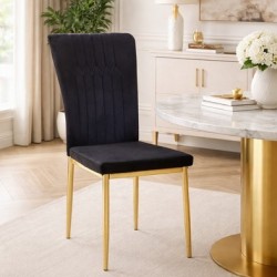Трапезен стол К-366, черно/златно - Bogdan Furniture Europe