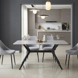 Трапезна маса KAY, светло сиво/черно - Маси