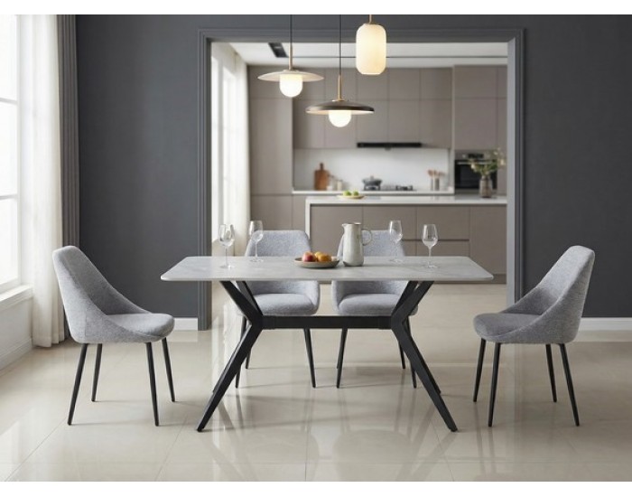 Трапезна маса KAY, светло сиво/черно