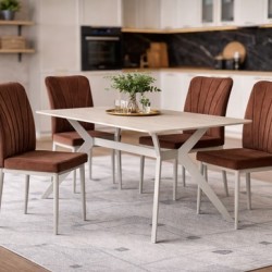 Трапезна маса KAY, травертин/кашмир - Маси