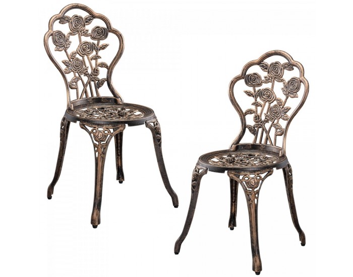 ГрадинскиКомплект маса с 2 стола , дизайн shabby chic Ø 60cm x 67 cm, ковано желязо, Бронз -