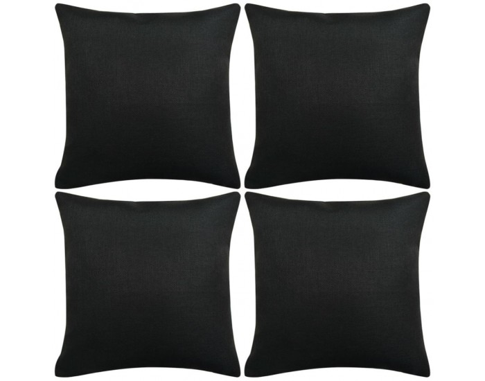 Sonata Калъфки за възглавници, 4 бр, ленен вид, черни, 50x50 см