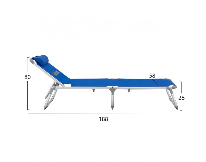 Професионален алуминиев шезлонг Almira, Син