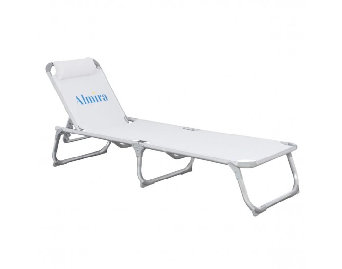 Професионален алуминиев шезлонг Almira, Бял
