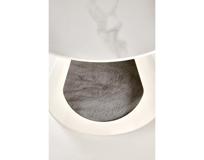 Комплект 2 маси OSARIO кръгли бял мрамор/бяло