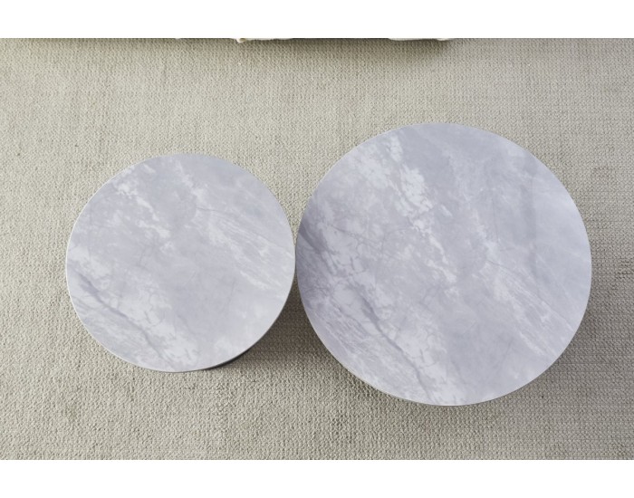 Комплект 2 маси MADELIN кръгли сива керамика/черно