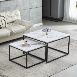 Комплект 2 маси VIOLETA бял мрамор/черно - Bogdan Furniture Europe
