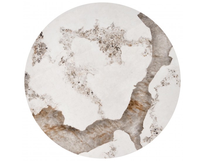 Комплект 2 маси INES кръгли бежов мрамор/бяло