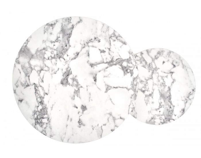 Комплект 2 маси PAOLA кръгли БЯЛ мрамор/златно
