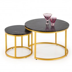 Комплект 2 маси PAOLA кръгли ЧЕРЕН мрамор/златно - Bogdan Furniture Europe