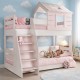 Двуетажно детско легло Sonata Pink House, Ляво, Без матрак