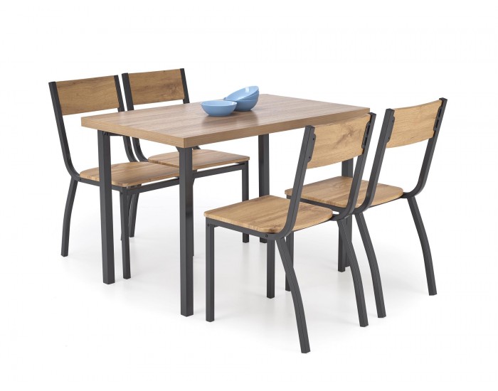 Комплект маса+4 стола MILTON натурално/черно