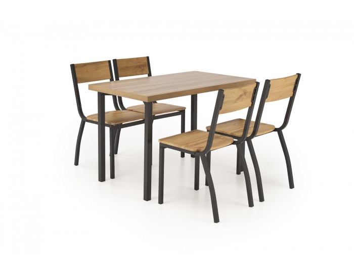 Комплект маса+4 стола MILTON натурално/черно