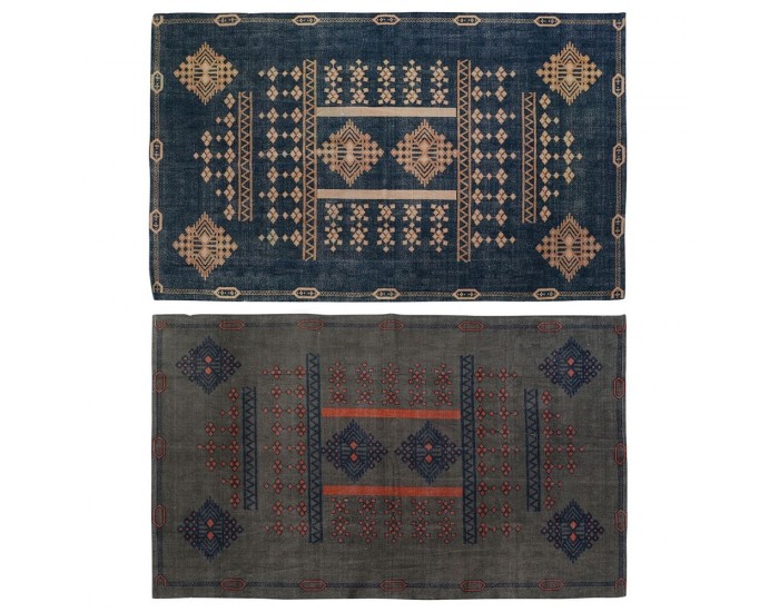 Килим DKD Home Decor Син Оранжев Арабин Геометричен (160 x 230 x 0,4 cm) (2 броя)