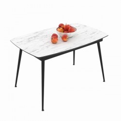 Трапезна маса YENSE разтегателна, бял мрамор/черно - Bogdan Furniture Europe