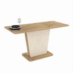 Трапезна маса LALI 120, разтегателна, дъб артисан и крем - Bogdan Furniture Europe