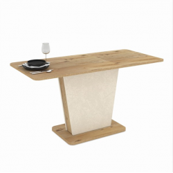 Трапезна маса LALI 120, разтегателна, дъб артисан и крем - 