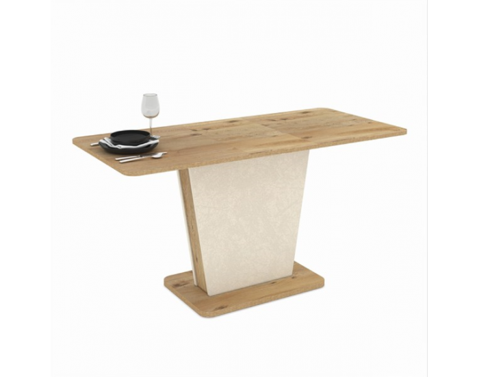 Трапезна маса LALI 120, разтегателна, дъб артисан и крем