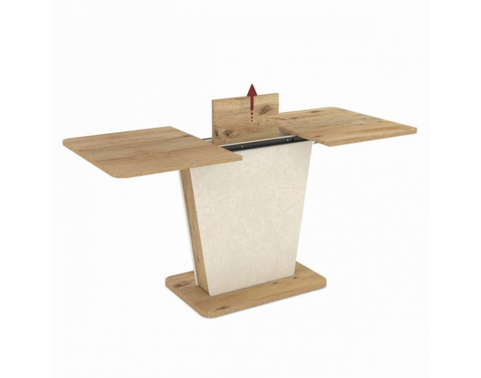 Трапезна маса LALI 120, разтегателна, дъб артисан и крем