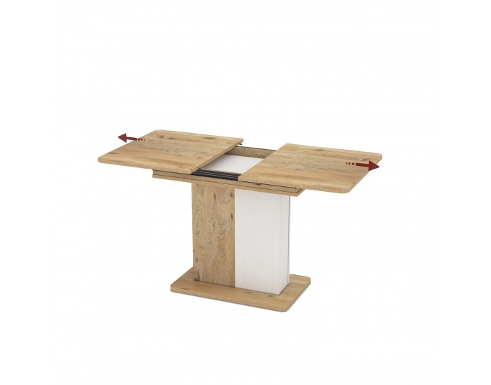 Трапезна маса Ekre, Разтегателна, Дъб артисан/Бяло