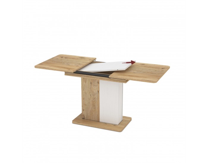 Трапезна маса Ekre, Разтегателна, Дъб артисан/Бяло