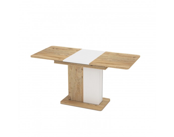 Трапезна маса Ekre, Разтегателна, Дъб артисан/Бяло