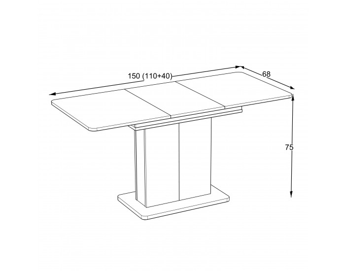 Трапезна маса Ekre, Разтегателна, Дъб артисан/Бяло