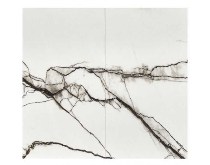 Трапезна маса Мебели Богдан модел LUCIANO, разтегателна, бял мрамор/черно Трапезна маса Мебели Богдан модел LUCIANO, разтегателна, бял мрамор/черно