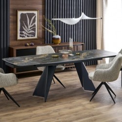 Трапезна маса Мебели Богдан модел Armani, разтегателна, черен мрамор/черно Трапезна маса Мебели Богдан модел Armani, разтегателна, черен мрамор/черно - Bogdan Furniture Europe