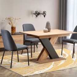 Разтегателна маса XARELTO, дъб вотан и черно - Комплекти маси и столове