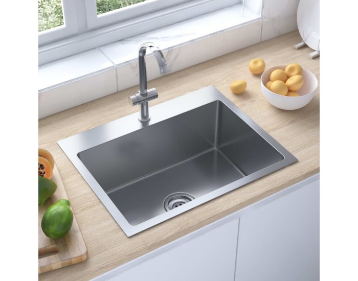 Sonata Ръчно изработена кухненска мивка с отвор за смесител инокс