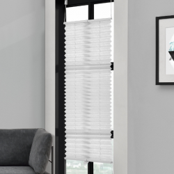 Хармоника роло/ плисираща щора 40x100 см - бяла - слънце и светлозащитна, пазеща сянка - без пробиване - Щори
