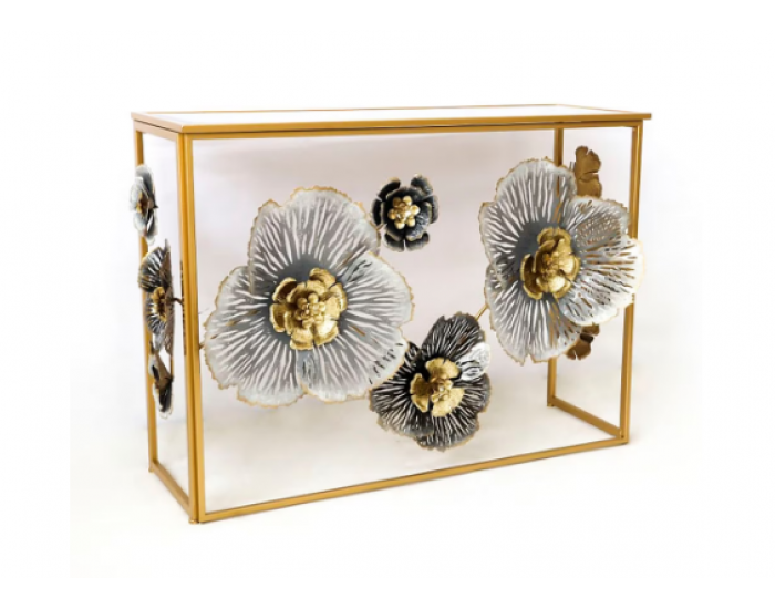 Конзола DKD Home Decor Огледало, Сив, Златен, Метал, Lilled, 15.6 x 46.4 x 80 cm