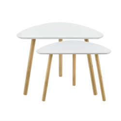 Комплект холни масички Levanger, 2 броя, Бял, MDF/бамбук - Маси