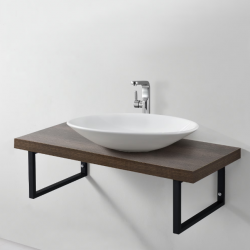 Плот за баня 100 x 45 x 30 cm закачалка за кърпа Метален корпус ПДЧ стенен монтаж, Ефект Орех [neu.haus] - Баня