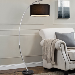 Подова лампа Steiermark, форма дъга и мраморна стойка, 1 x E27,60W,153 cm, Черна - Декорации