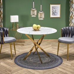 Трапезна маса BM-Raymond 2, бял мрамор и златно - Halmar