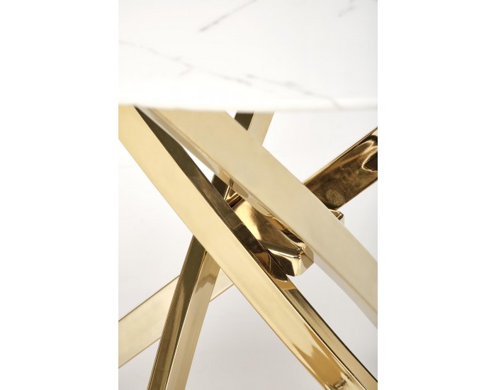 Трапезна маса BM-Raymond 2, бял мрамор и златно